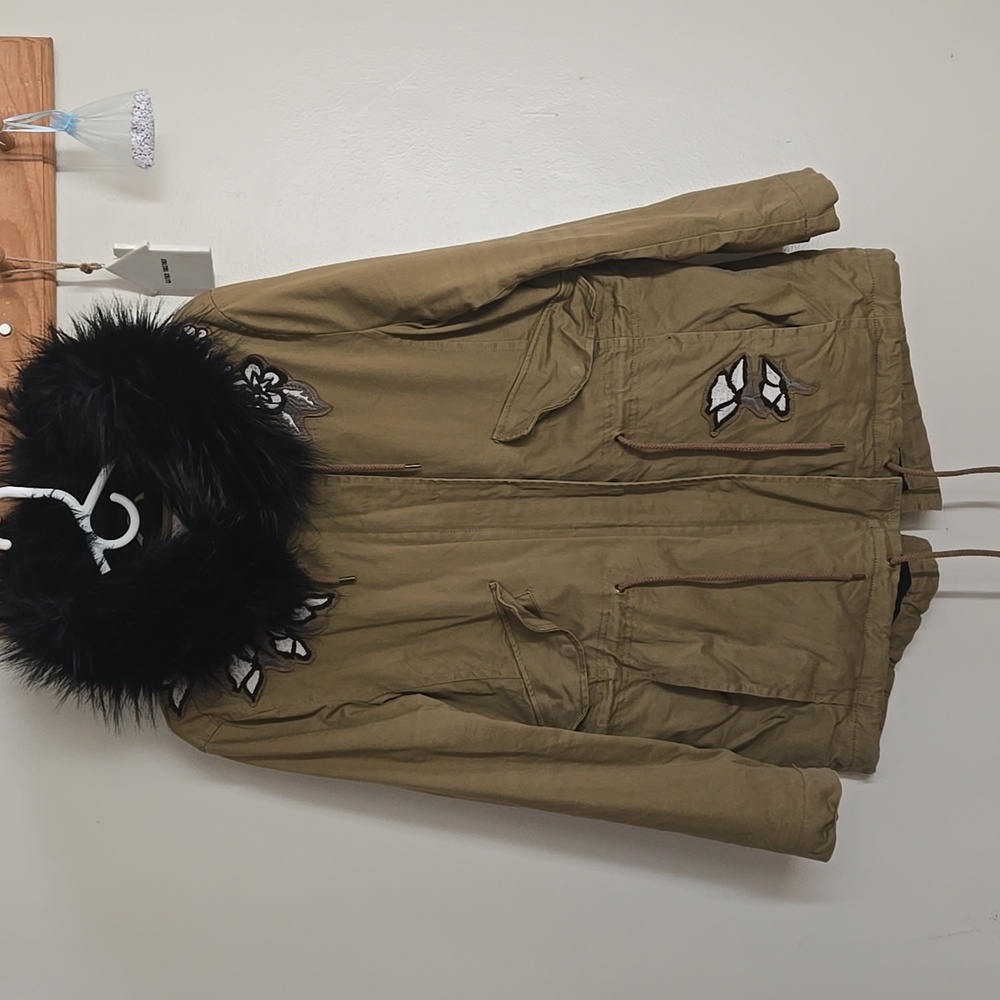 Ann Taylor LOFT Olive Faux Fur Hooded Jacket - Picture 2 of 16